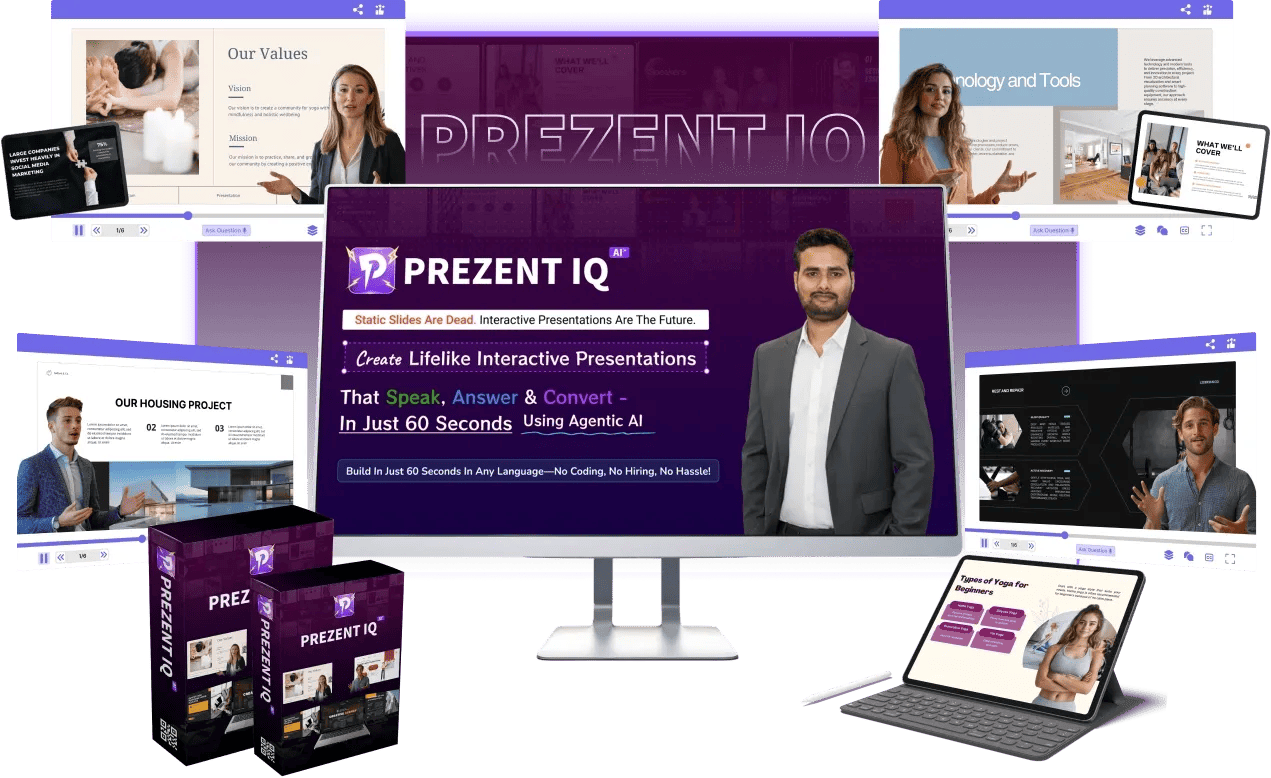 Prezent IQ: Create Lifelike Interactive Presentations That Speak, Answer & Convert — In Just 60 Seconds Using Agentic AI