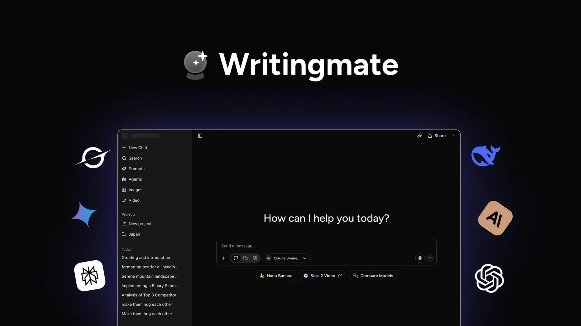 Writingmate : Access 200+ AI Models in One Workspace to Create Text, Images, and Videos