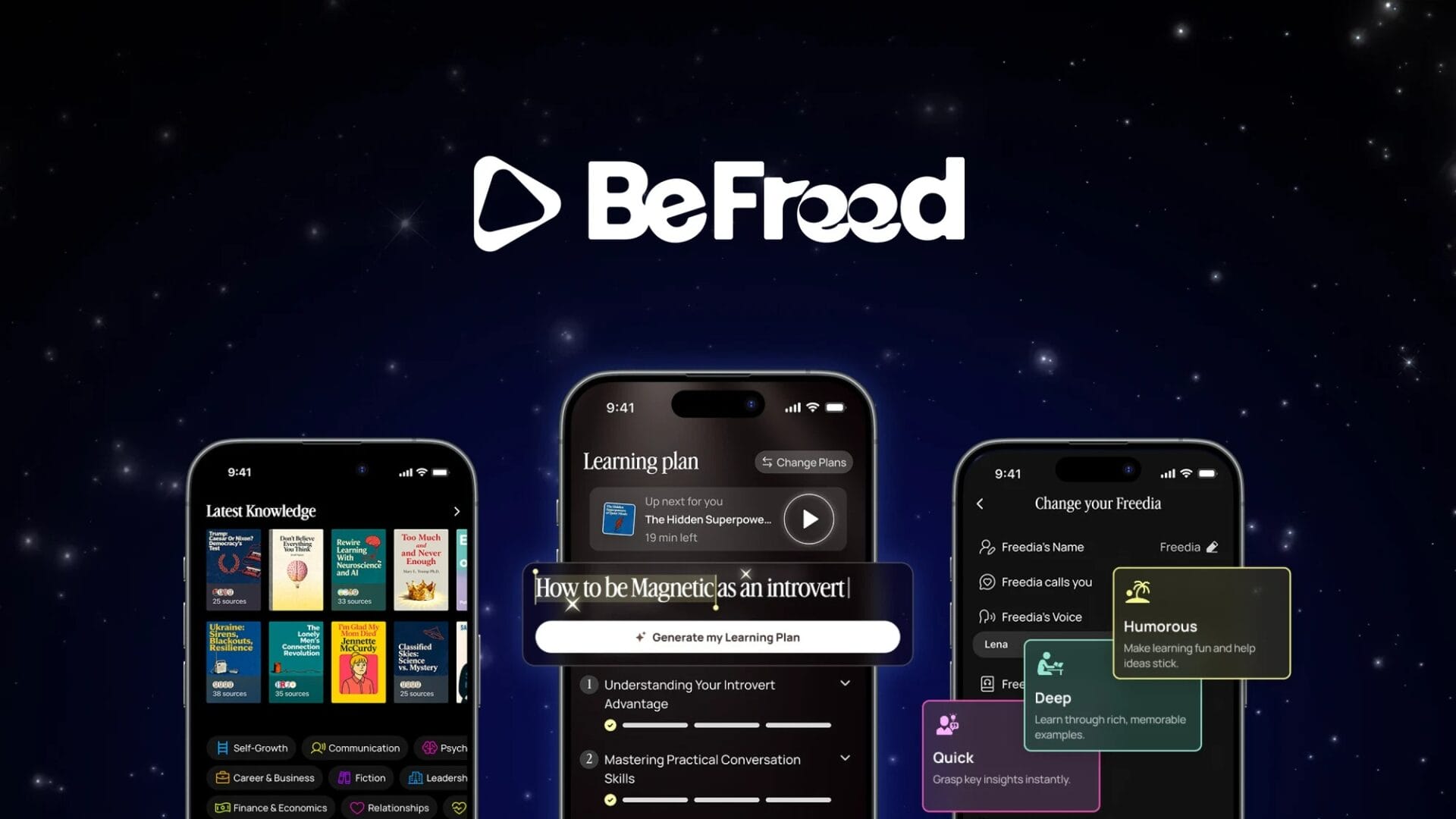BeFreed: Turn Books, Research & Knowledge Into Personalized Audio Lessons—On Your Schedule