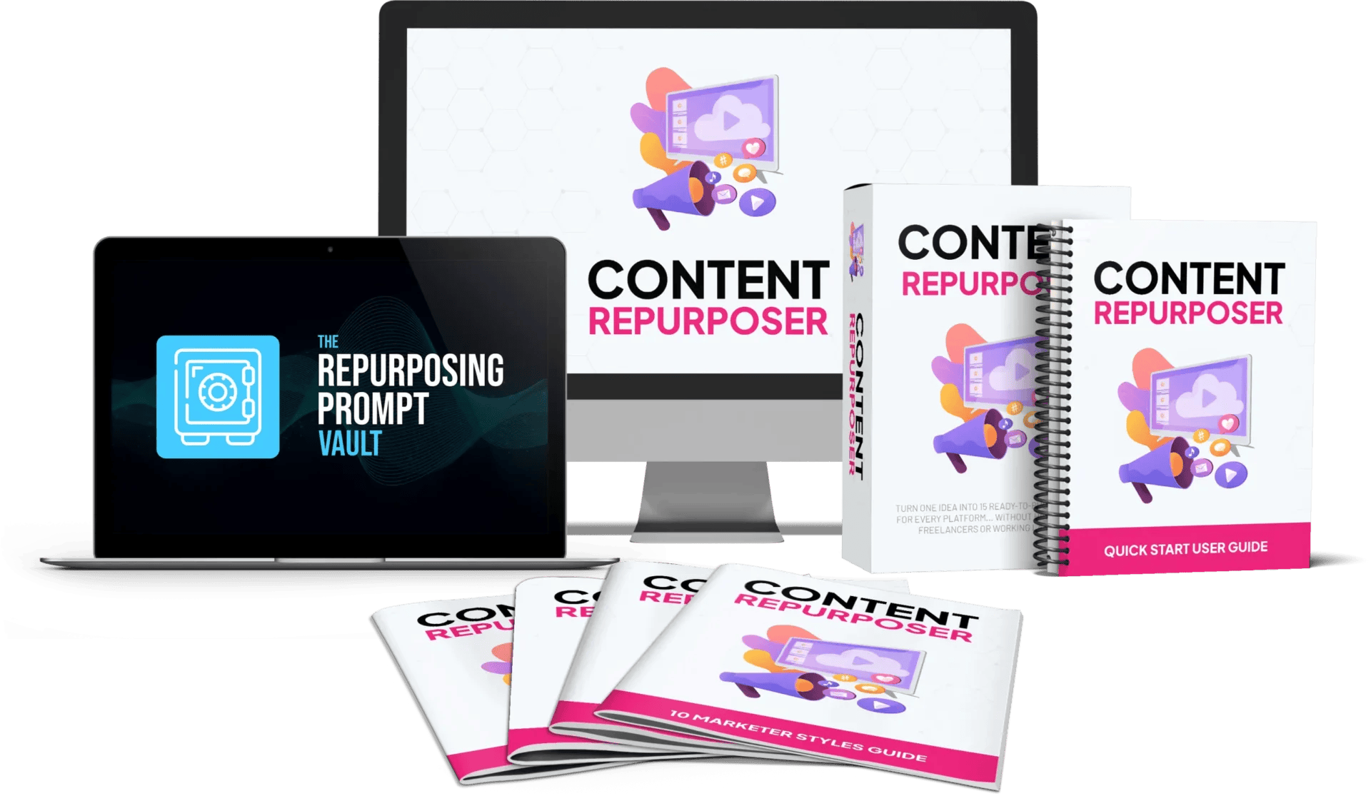The AI Content Repurposer: How To Use The Content Multiplication Method To Turn ONE Idea Into 15 Ready-To-Publish Formats For Every Platform In Minutes +OTO+$500 Free Bonuses.